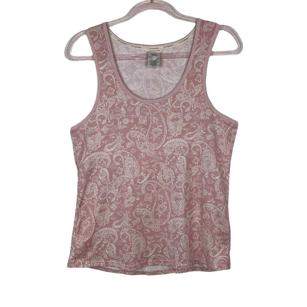Lucky Brand Pink Floral Pajama Tank Top Womens M